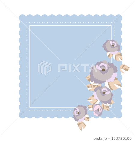 花のフレーム。レトロな雰囲気のローズデザイン。ロマンティックなボタニカルテンプレート。 133720100