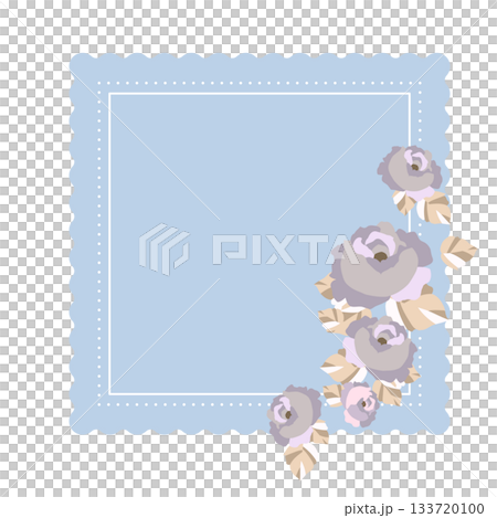 花のフレーム。レトロな雰囲気のローズデザイン。ロマンティックなボタニカルテンプレート。 133720100