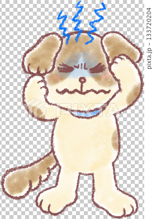 Cute dog illustration_Dog_Illustration of a dog with a headache 133720204