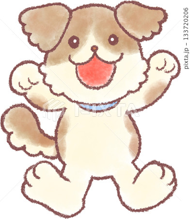 可愛いい犬のイラスト_犬_手描き風犬のイラスト 133720206