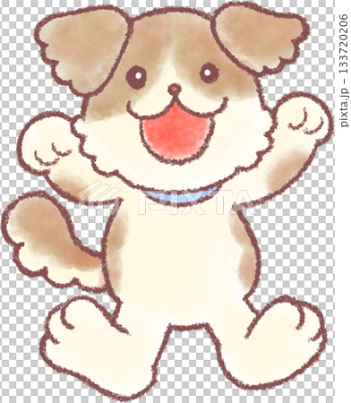 可愛いい犬のイラスト_犬_手描き風犬のイラスト 133720206