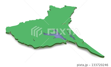 茨城県マップ素材:平置き 茨城県マップ素材:平置き 133720246