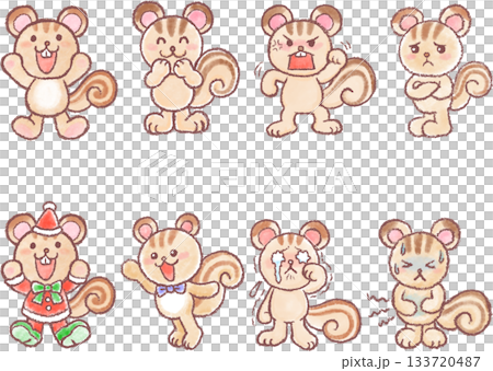可愛的松鼠插畫_一組表情各異的松鼠插畫 133720487