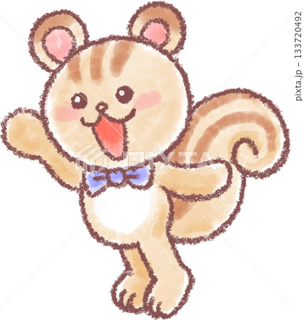 可愛いいリスのイラスト_蝶ネクタイをつけたリスのイラスト 133720492