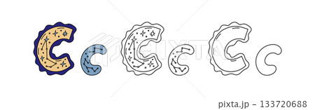 Decorative letter C with stars and constellation doodle illustration Decorative letter C with stars and constellation doodle illustration 133720688