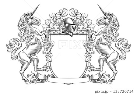 Coat of Arms Crest Unicorns Heraldic Knight Shield Coat of Arms Crest Unicorns Heraldic Knight Shield 133720714