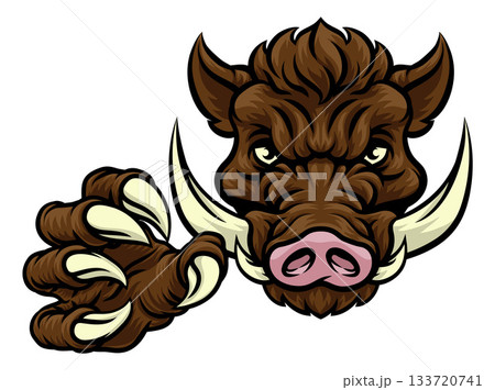 Boar Wild Hog Razorback Warthog Pig Sports Mascot 133720741