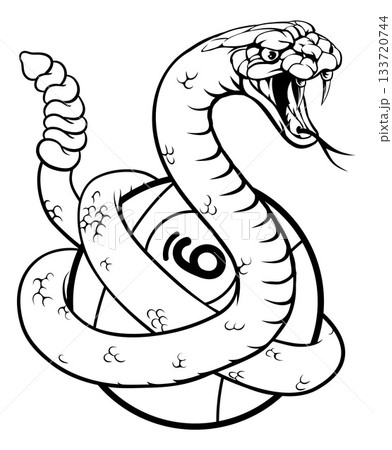 Rattlesnake 9 Ball Nine Ball Pool Cartoon Mascot 133720744