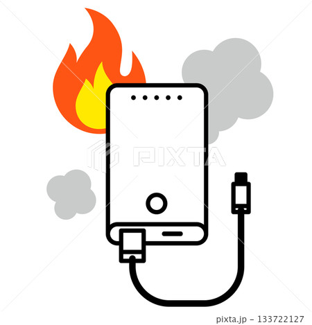 発火したモバイルバッテリー 携帯充電器の事故 発火したモバイルバッテリー 携帯充電器の事故 133722127