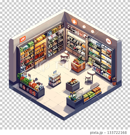 方形天然超市內部插圖圖標 133722168