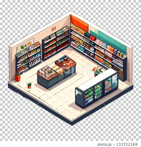 方形天然超市內部插圖圖標 133722169