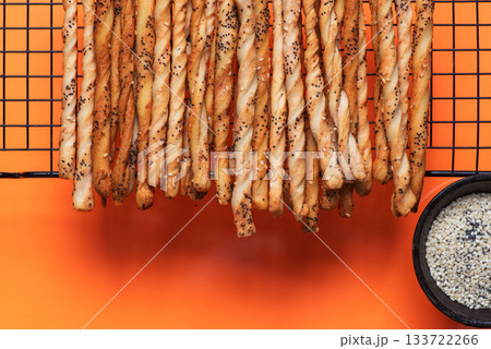 Freshly Baked Twisted Breadsticks Cooling on Wire Rack Freshly Baked Twisted Breadsticks Cooling on Wire Rack 133722266