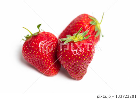 Fresh raw strawberry on white background 133722281