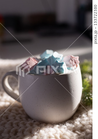 intricate image showcasing pastelcolored confections with blurred celebratory holiday backdrop 133722380
