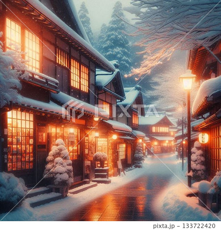 夜の街、イルミネーションのある風景 133722420