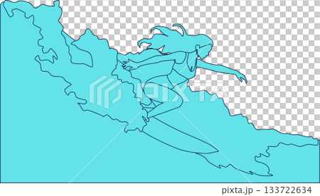 衝浪女子插圖 133722634