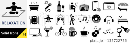 ベクターのリラクゼーションに関するシルエットアイコンセット 133722736