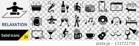 ベクターのリラクゼーションに関するシルエットアイコンセット 133722736