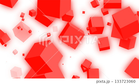 四角形がいっぱいの背景素材（透過）（赤） 133723060