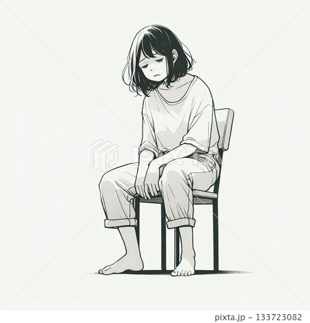 疲れて椅子に座っている女性 疲れて椅子に座っている女性 133723082