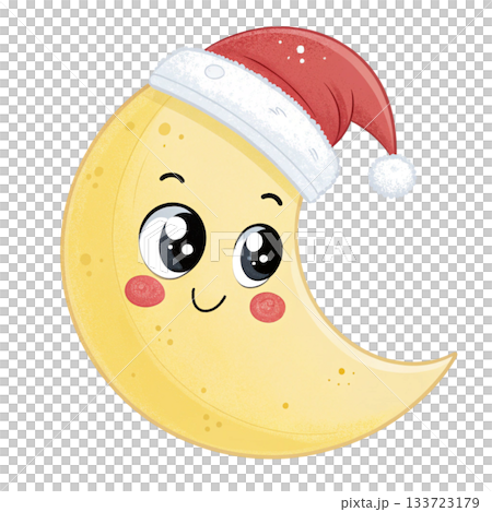 A super cute crescent moon with rounded curvesAdd a small Santa hat A super cute crescent moon with rounded curvesAdd a small Santa hat 133723179