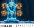 Ice New Year Clock: Countdown to Future with Fireworks Ice New Year Clock: Countdown to Future with Fireworks 133724227