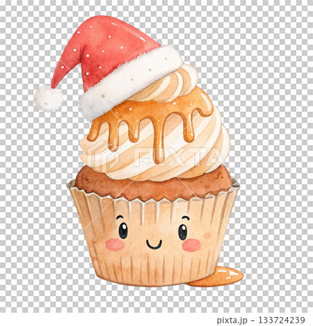 Kawaii Cupcake with Santa Hat 133724239