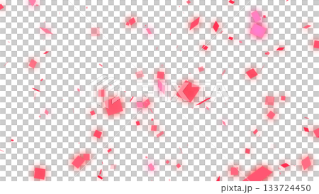 飄動的五彩紙屑背景材質（透明）（紅色） 133724450