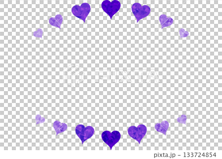 紫色の宝石のようなハートが上下にあるフレーム 紫色の宝石のようなハートが上下にあるフレーム 133724854