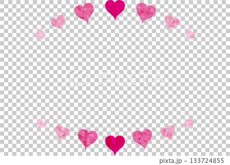 ピンク色の宝石のようなハートが上下にあるフレーム 133724855