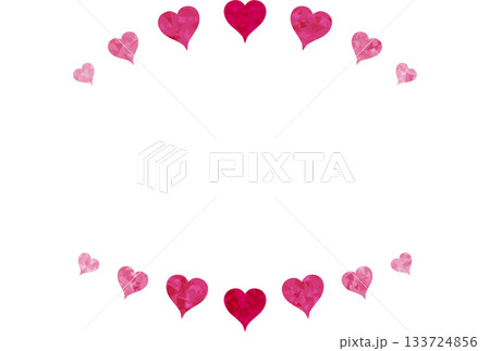 濃いピンク色の宝石のようなハートが上下にあるフレーム 133724856