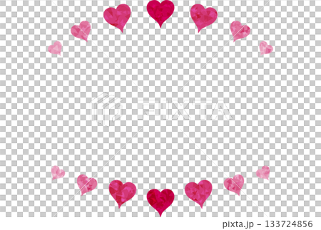 濃いピンク色の宝石のようなハートが上下にあるフレーム 133724856