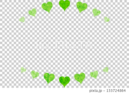 一個邊框，頂部和底部飾有黃綠色寶石般的心形圖案 133724864