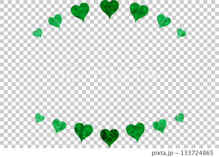 濃い緑色の宝石のようなハートが上下にあるフレーム 濃い緑色の宝石のようなハートが上下にあるフレーム 133724865