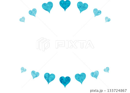 水色の宝石のようなハートが上下にあるフレーム 133724867
