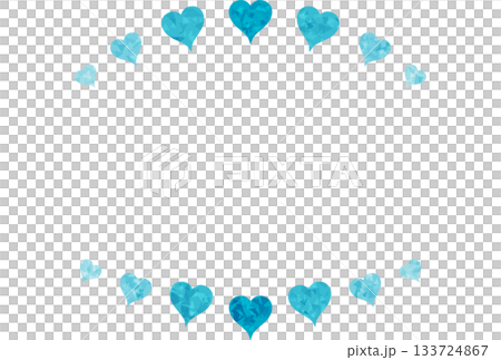 水色の宝石のようなハートが上下にあるフレーム 133724867