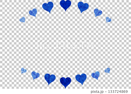 一個邊框,頂部和底部飾有深藍色寶石般的心形圖案 一個邊框,頂部和底部飾有深藍色寶石般的心形圖案 133724869