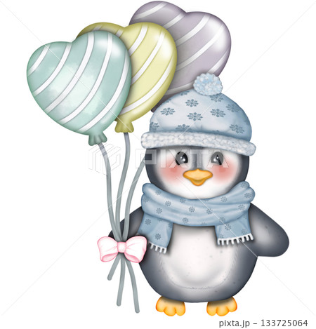 Cute hand drawn penguins collection in winter clothing and hat, kids cartoon set. Penguin animal winter, illustration holiday character. Cute hand drawn penguins collection in winter clothing and hat, kids cartoon set. Penguin animal winter, illustration holiday character. 133725064