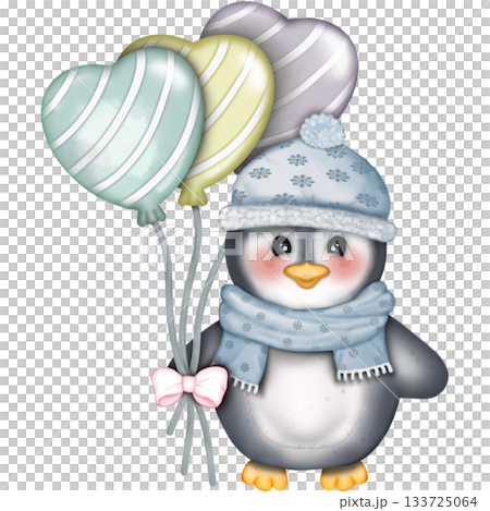 Cute hand drawn penguins collection in winter clothing and hat, kids cartoon set. Penguin animal winter, illustration holiday character. Cute hand drawn penguins collection in winter clothing and hat, kids cartoon set. Penguin animal winter, illustration holiday character. 133725064