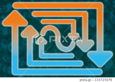 空気や海水など温度によって暖色から寒色に循環するシンボルイメージ 空気や海水など温度によって暖色から寒色に循環するシンボルイメージ 133725076