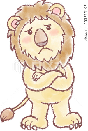 可愛いいライオンのイラスト_ライオン_悩むライオン 可愛いいライオンのイラスト_ライオン_悩むライオン 133725107