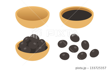 日本のお正月料理 黒豆のミニマルなシンプルイラストセット 133725357