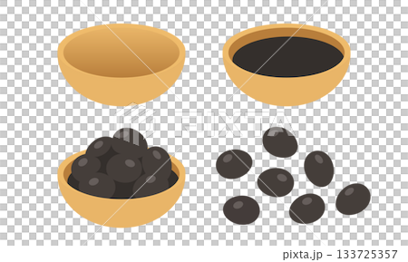 日本新年食物黑豆極簡插畫集 133725357