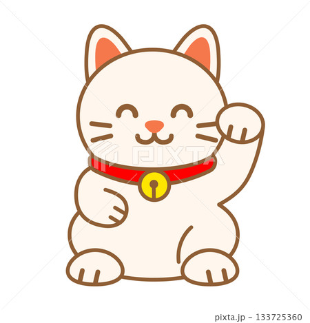 招き猫のミニマルで可愛い縁起物イラスト 招き猫のミニマルで可愛い縁起物イラスト 133725360