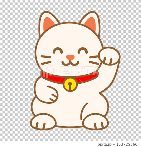 招き猫のミニマルで可愛い縁起物イラスト 招き猫のミニマルで可愛い縁起物イラスト 133725360