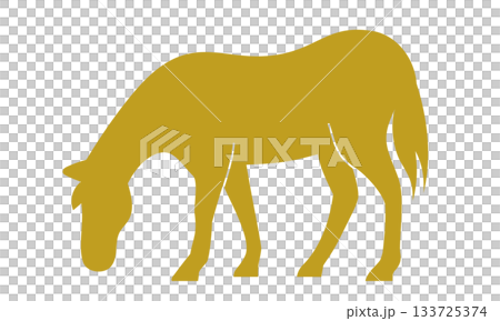 A minimalist zodiac illustration depicting the full-body silhouette of a horse 133725374