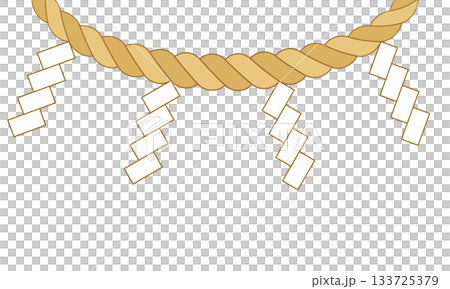 Flat design illustration of Japanese shimenawa with paper streamers (with lines) 133725379