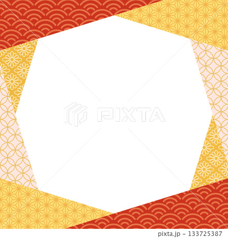 和柄を散りばめた八角形フレームの背景テンプレート 133725387