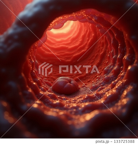 Vibrant journey through a textured organic tunnel Generative AI 133725388