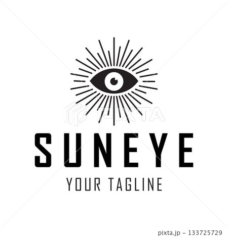 Eye And Sun Rays Logo. Symbol Of Vision, Insight, Mystic, And Awareness. Eye And Sun Rays Logo. Symbol Of Vision, Insight, Mystic, And Awareness. 133725729